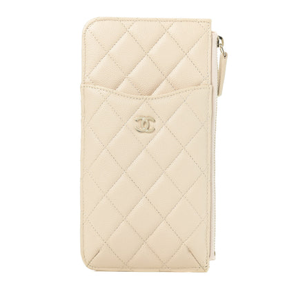 Chanel Caviar Quilted Classic Flat Wallet Pouch Light Beige 1 of 8