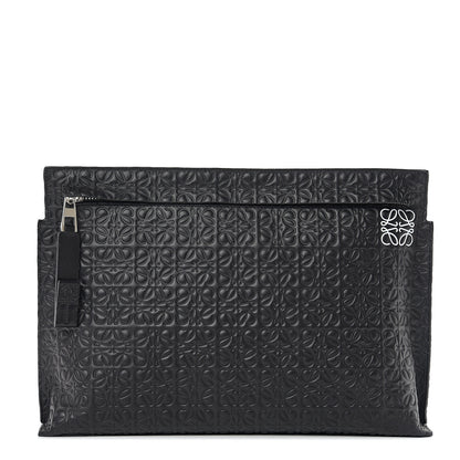 Loewe Calfskin Embossed Repeat T Pouch Black 1 of 6