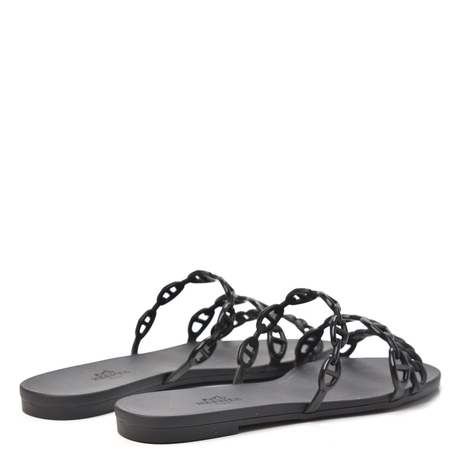 Hermes Rubber Chaine d'Ancre Rivage Sandals 37 Black 4 of 6
