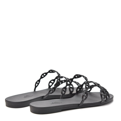 Hermes Rubber Chaine d'Ancre Rivage Sandals 37 Black 4 of 6