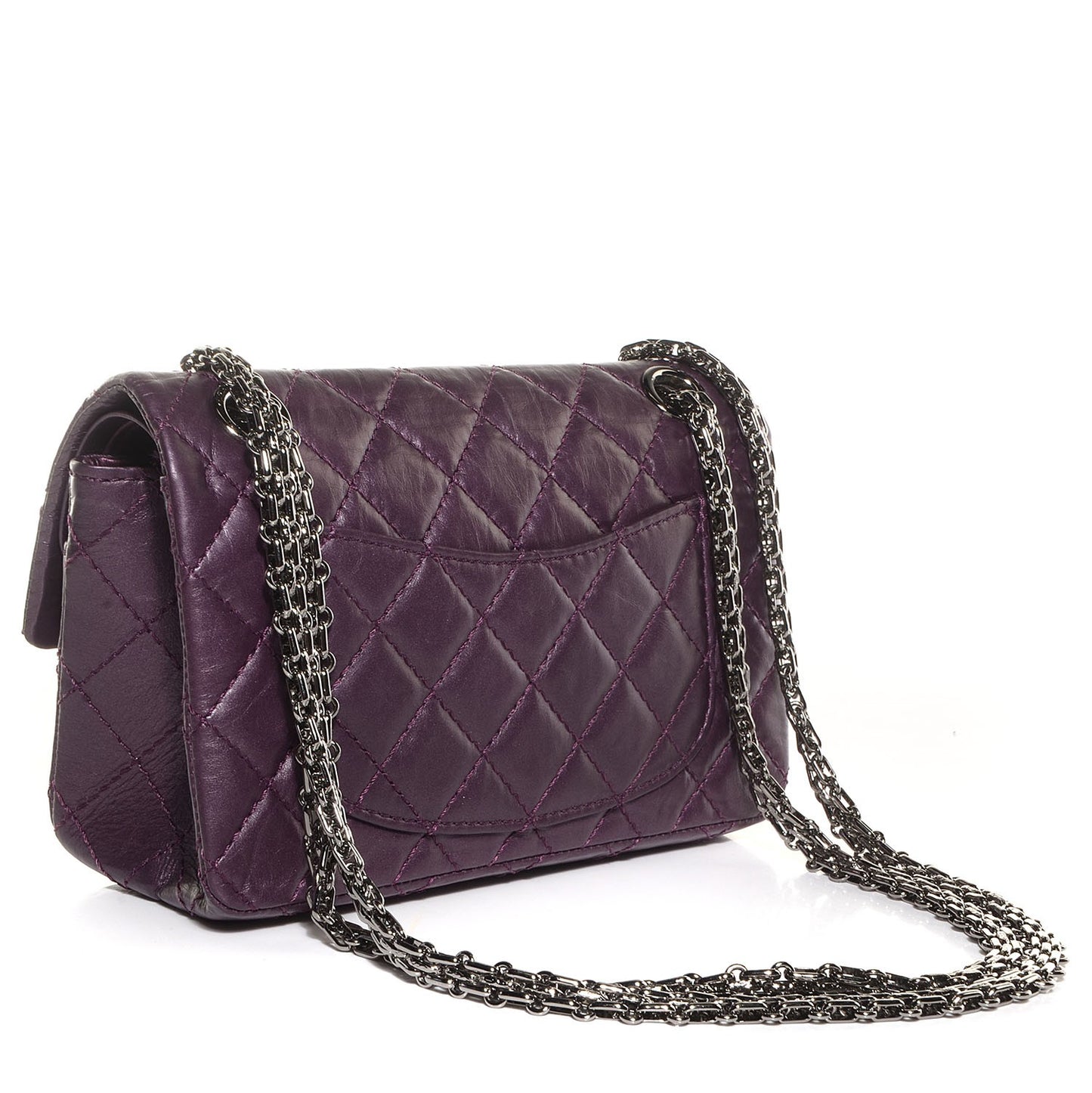 Aged Calfskin 2.55 Reissue 224 Flap Metallic Purple