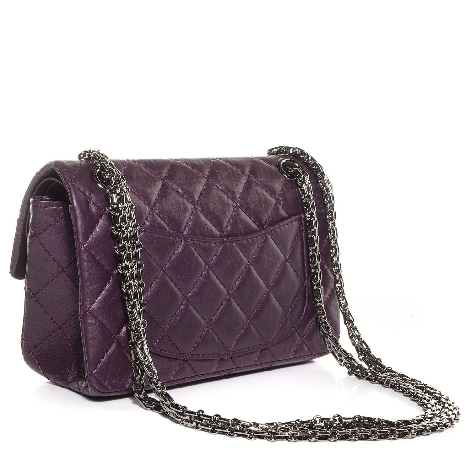 Chanel Aged Calfskin 2.55 Reissue 224 Flap Metallic Purple 3 of 8
