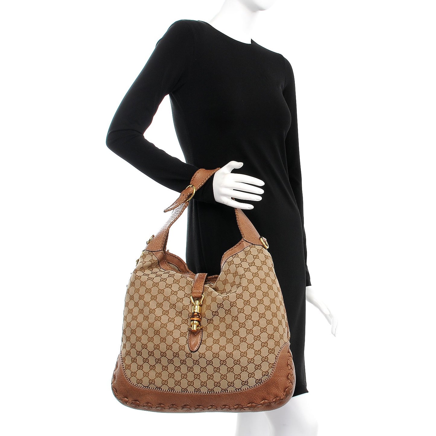 Monogram Large New Jackie Shoulder Bag Brown