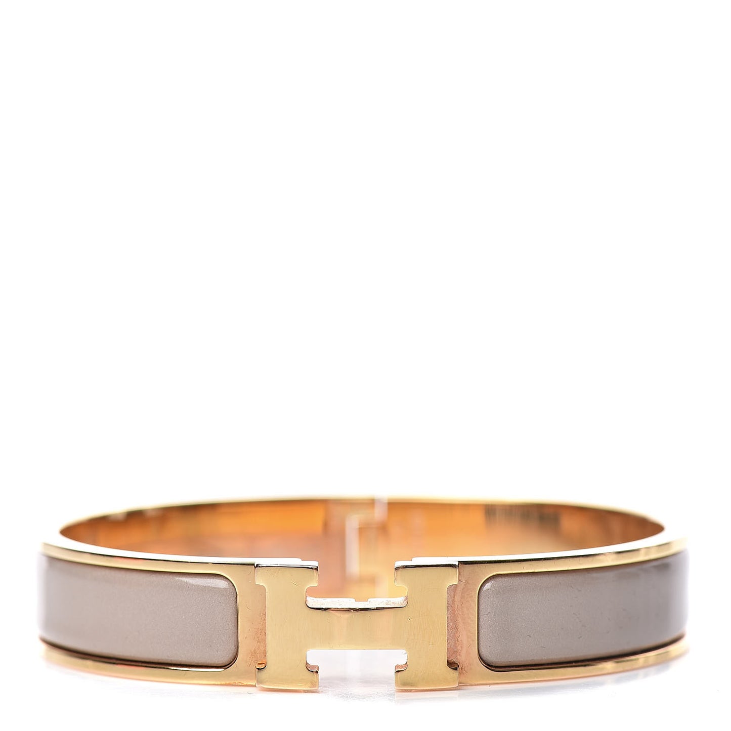 Enamel Narrow Clic Clac H Bracelet GM Marron Glace