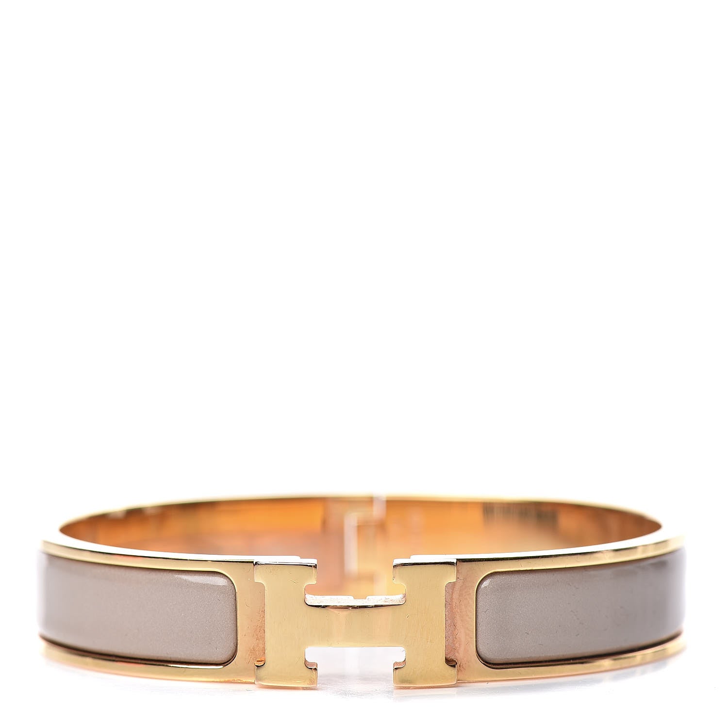 Hermes Enamel Narrow Clic Clac H Bracelet GM Marron Glace 1 of 5