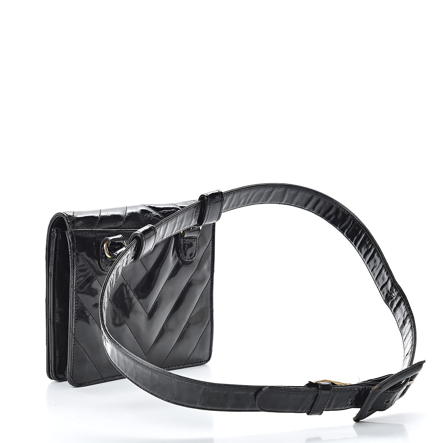Patent Chevron Quilted Belt Bag 80 32 Black