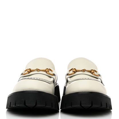 Gucci Cordovan Lux Womens Harald Horsebit 25mm Platform Loafers 39 Dusty White 2 of 9