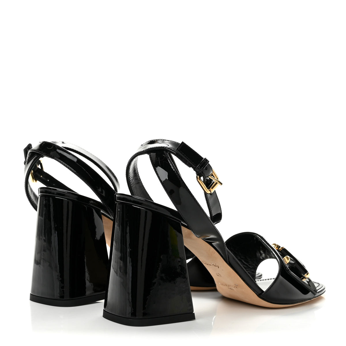 Patent Calfskin Shake Sandals 39 Black