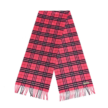 Burberry Cashmere Vintage Check Fringe Scarf Bright Pink 3 of 5