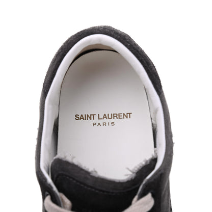 Saint Laurent Destroyed Canvas Embroidered Womens Court Classic Sneakers 38 Black 7 of 10