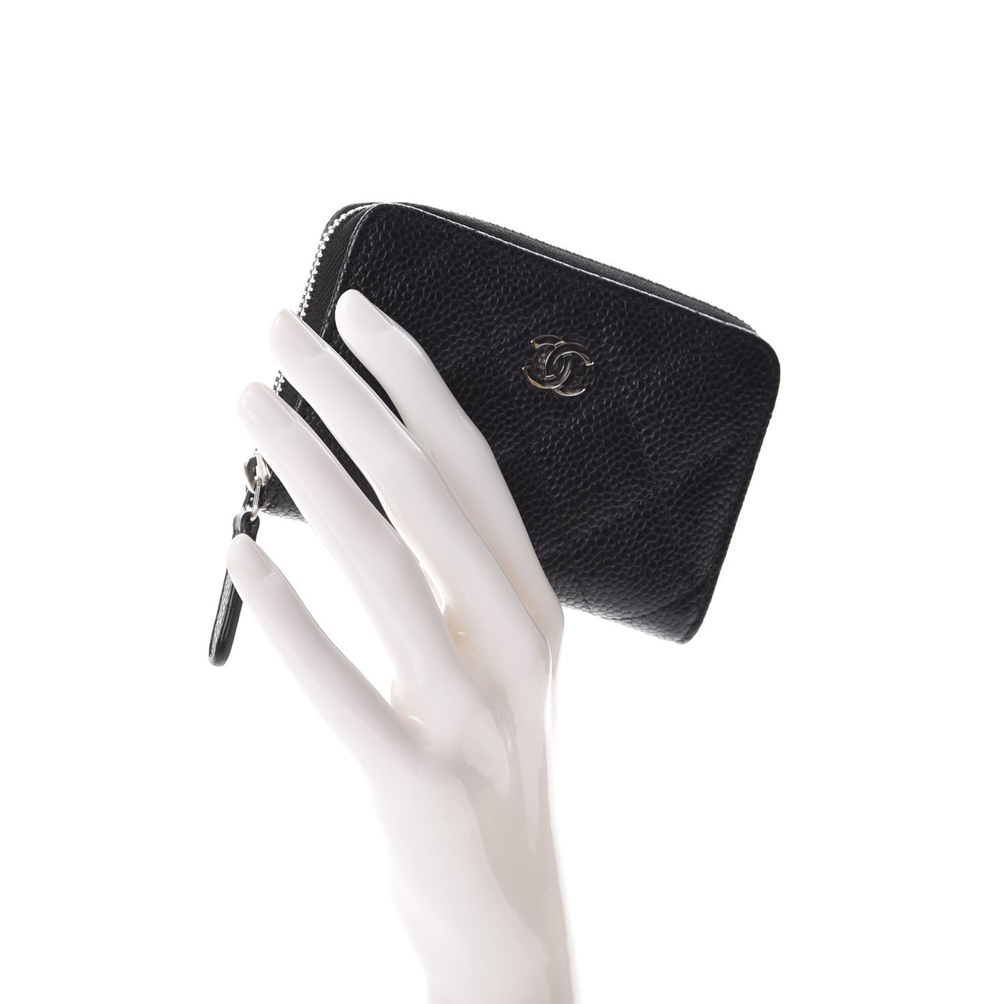 Caviar Quilted Zip Coin Purse Black
