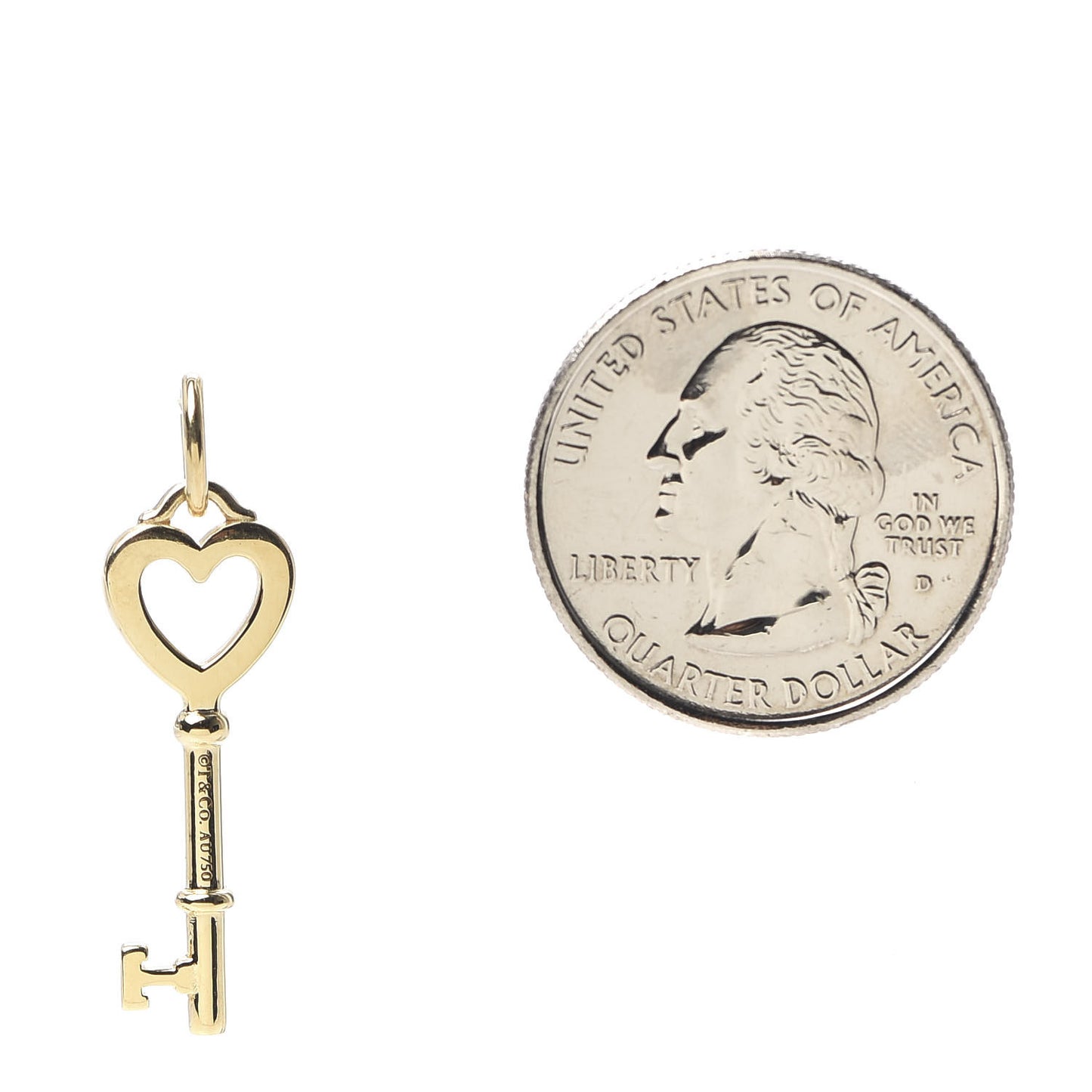 18K Yellow Gold Mini Heart Key Pendant