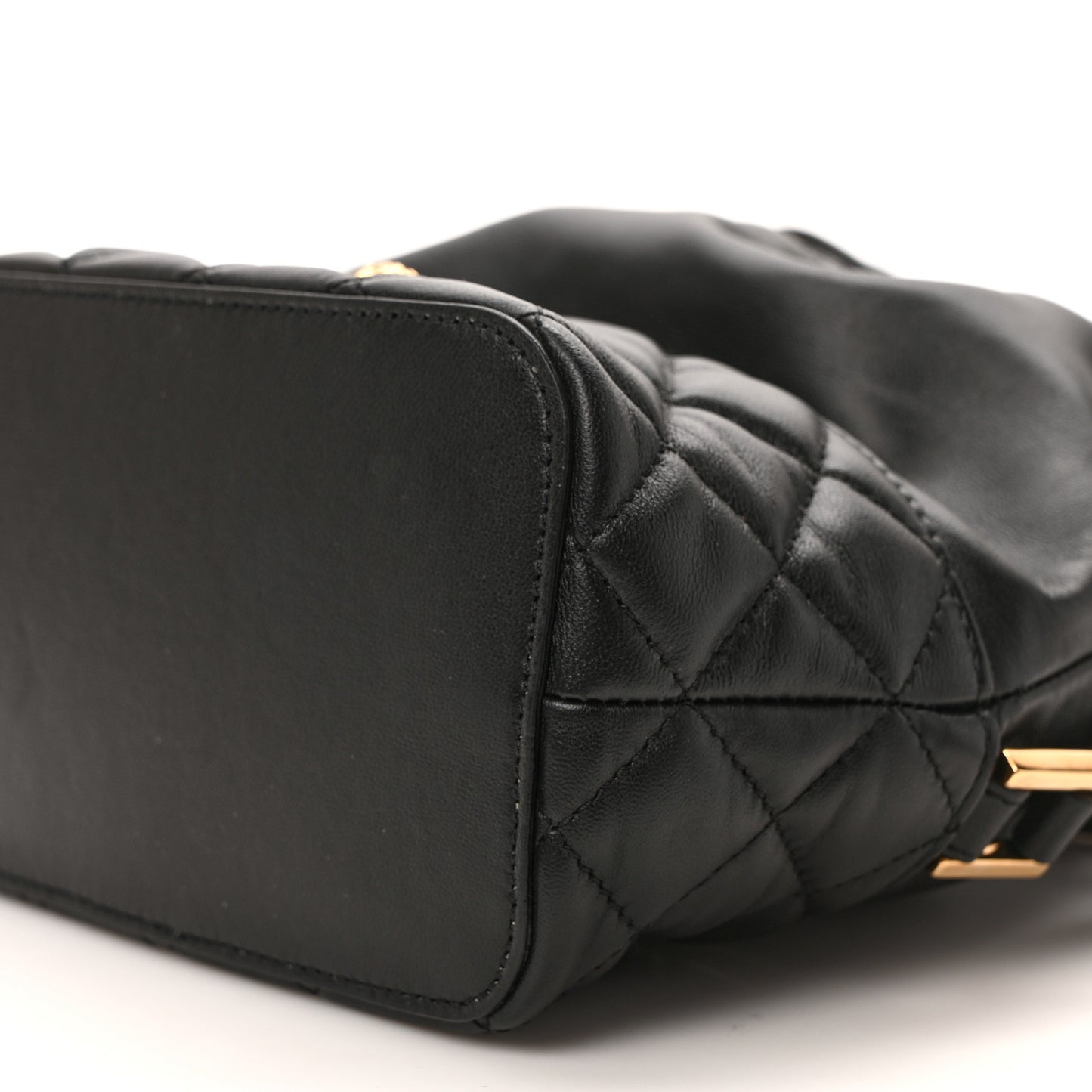 Nappa Quilted Medusa Bucket Bag Black