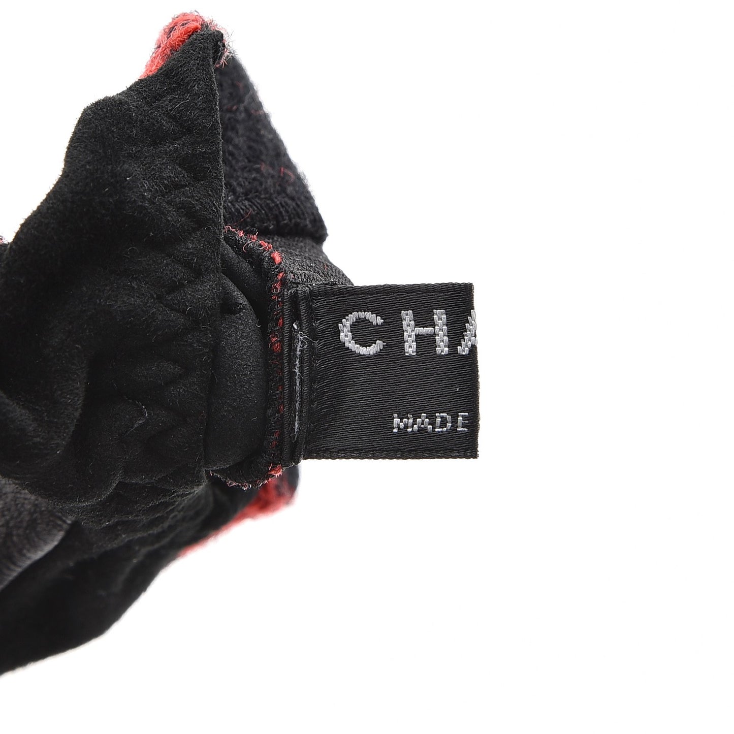 Wool Suede Plaid Fingerless CC Gloves 7 Red Black