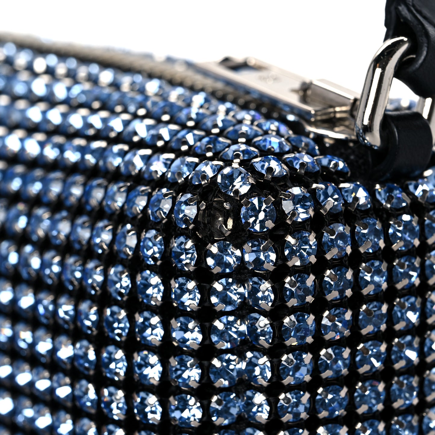 Mesh Crystal Rhinestone Mini Heiress Pouch Navy
