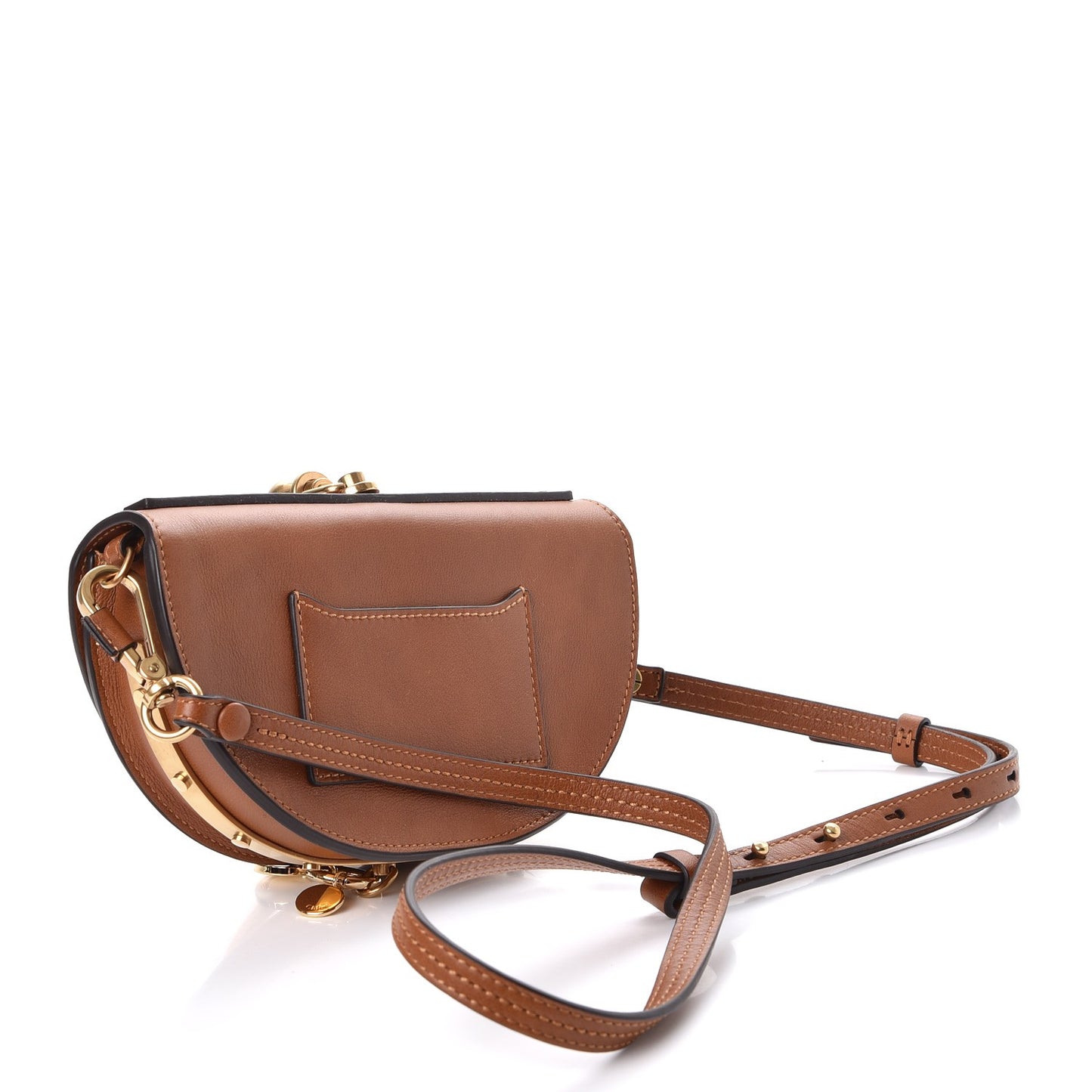 Calfskin Small Nile Bracelet Minaudiere Bag Caramel