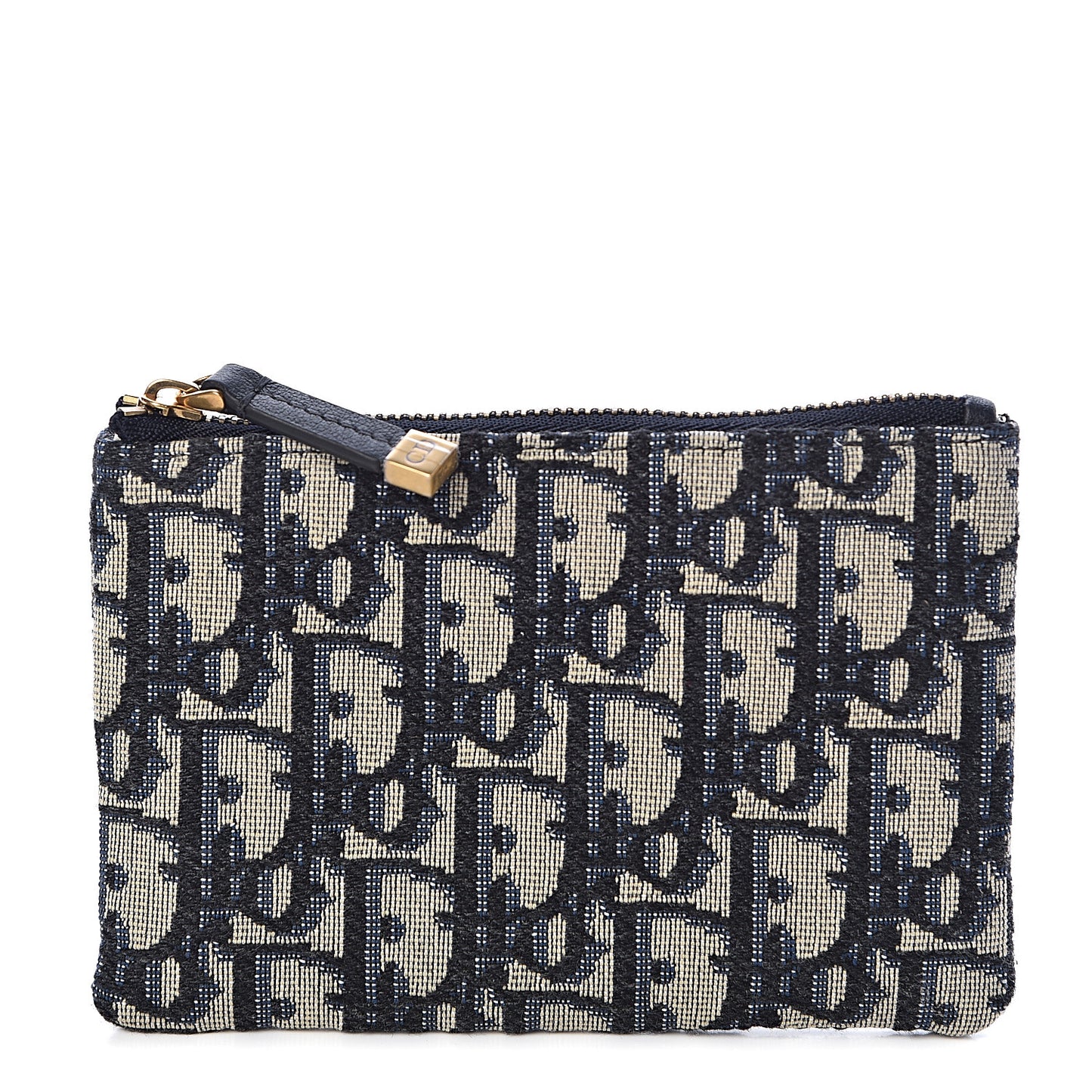Oblique Zipped Card Holder Blue