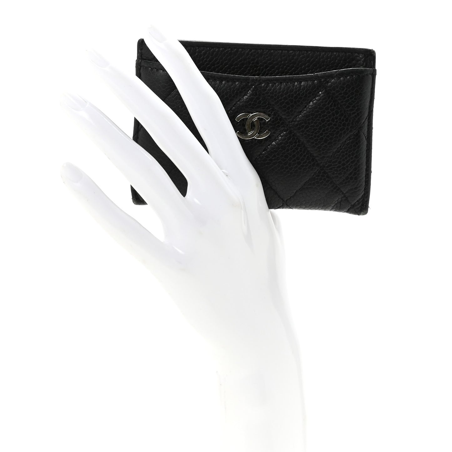 Caviar Quilted Card Holder Black