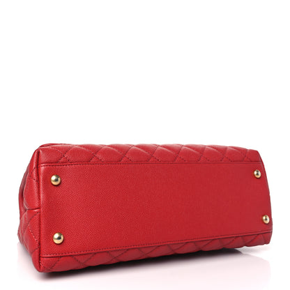 Chanel Caviar Quilted Small Coco Handle Flap Red 4 of 10