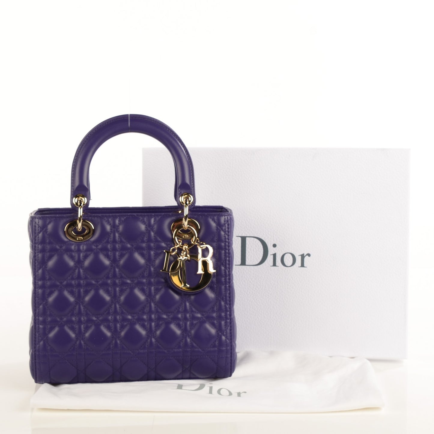 Lambskin Cannage Medium Lady Dior Purple