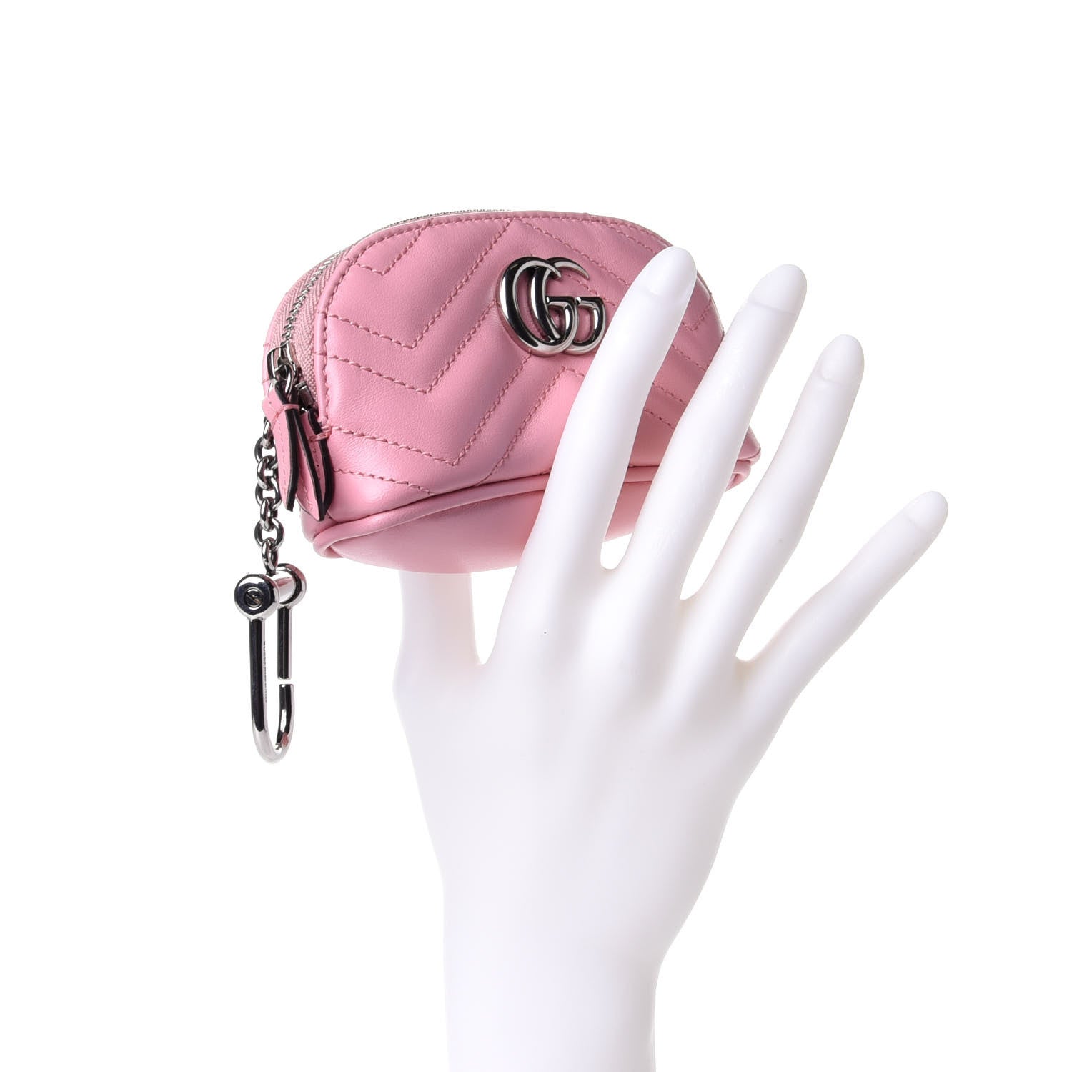 Gucci Calfskin Matelasse GG Marmont Key Pouch Wild Rose 2 of 7