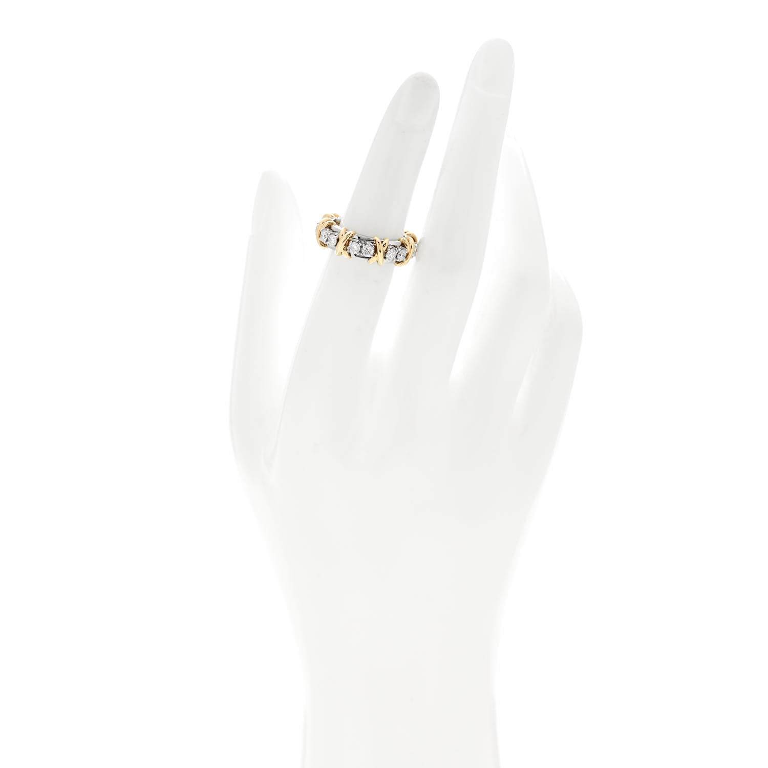 Tiffany Platinum 18K Yellow Gold Diamond Schlumberger Sixteen Stone Ring 52 6 2 of 6