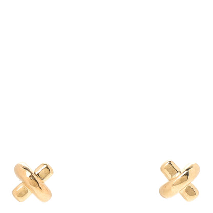 Tiffany 18K Yellow Gold 5mm Cross Stitch Earrings 1 of 6
