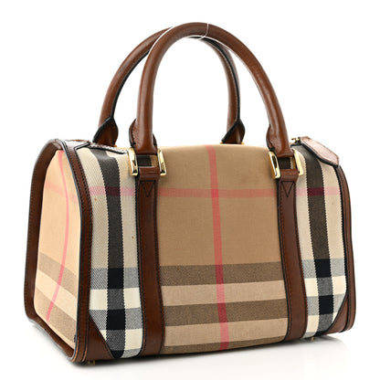Burberry House Check Bridle Calfskin Small Bowling Bag Dark Tan 3 of 15