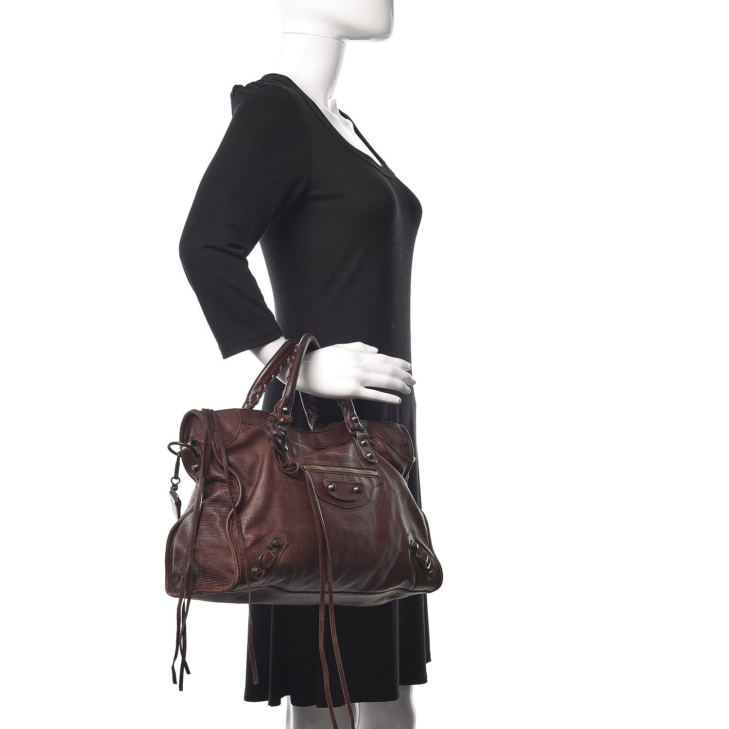 Balenciaga Agneau Classic Hardware Lizard Embossed City Castagna 3 of 10