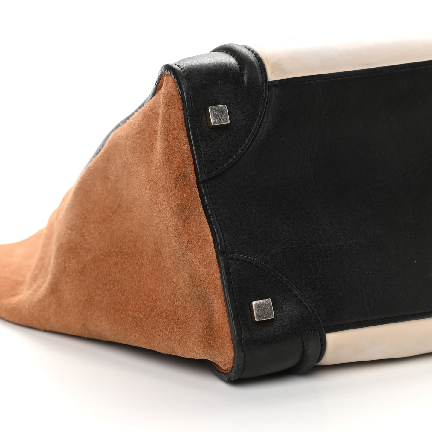 Smooth Calfskin Suede Micro Tri-Color Luggage White