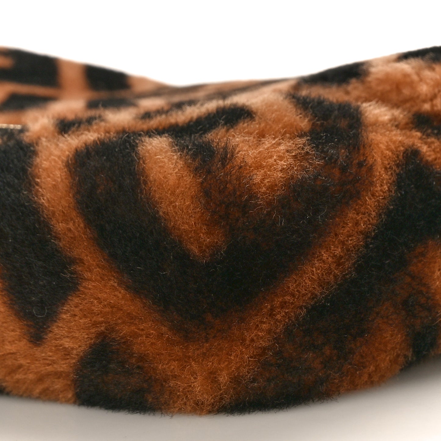 Shearling Vitello Dolce Macro FF 1974 Mini Baguette Tobacco Black