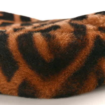 Fendi Shearling Vitello Dolce Macro FF 1974 Mini Baguette Tobacco Black 10 of 10