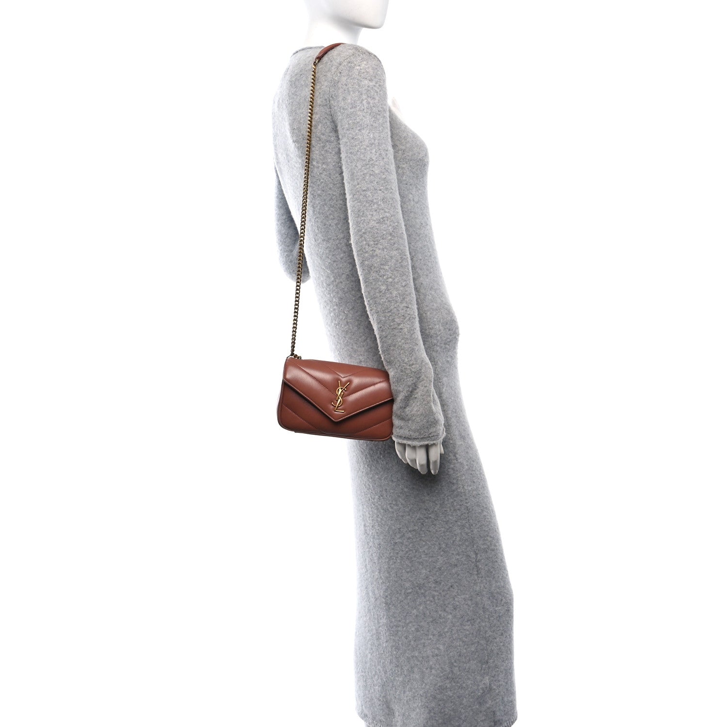 Saint Laurent Lambskin Chevron Quilted Mini Loulou Bag Hortensia 2 of 12