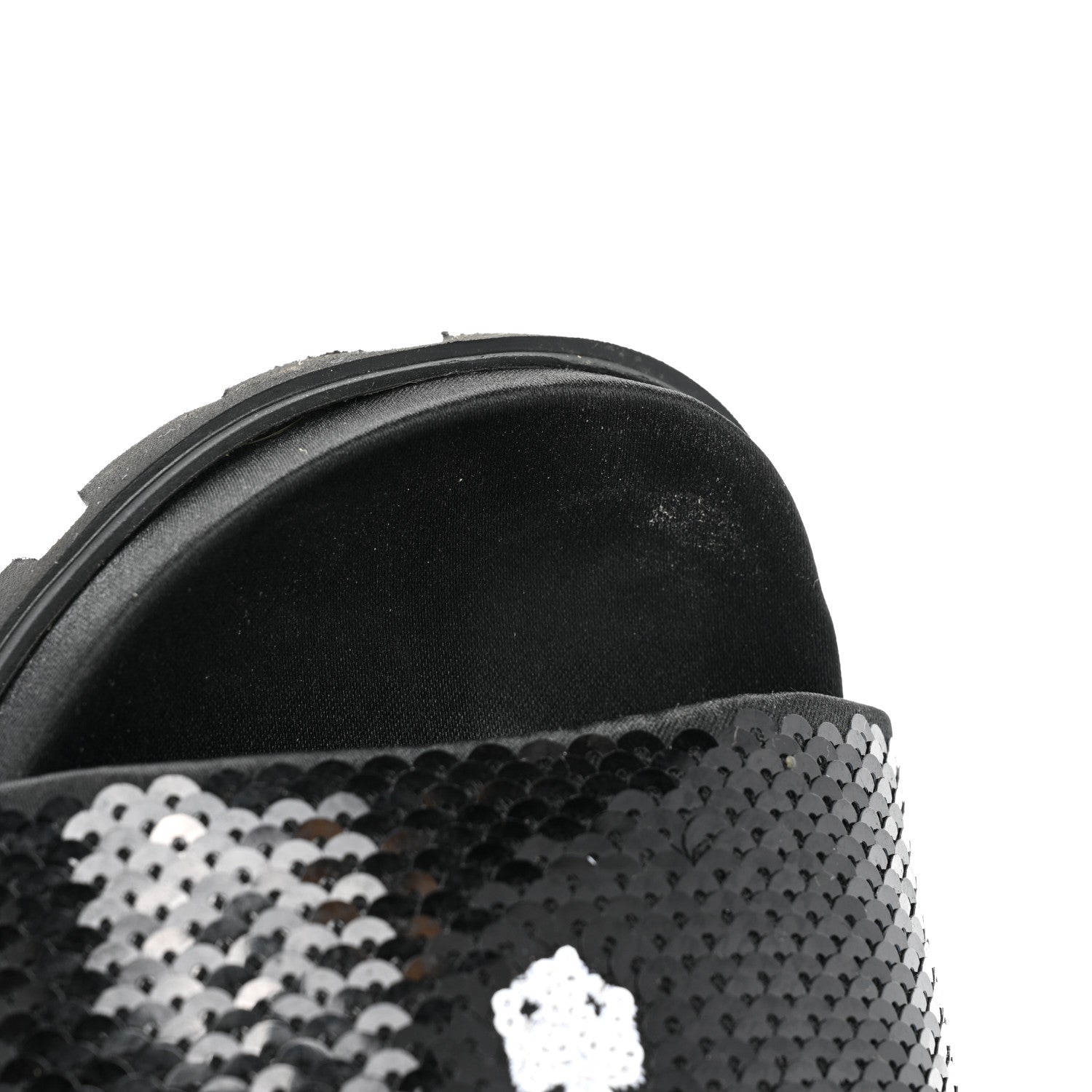 Prada Paillettes Sequin Logo Slide Sandals 36 Black 9 of 12