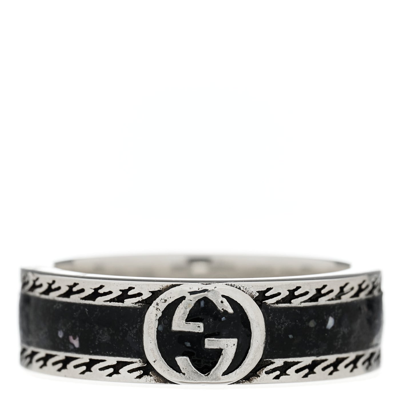 Sterling Silver Enamel Interlocking G Band Ring 54 7