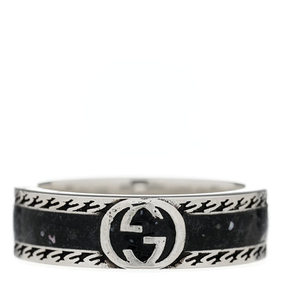 Gucci Sterling Silver Enamel Interlocking G Band Ring 54 7 1 of 6