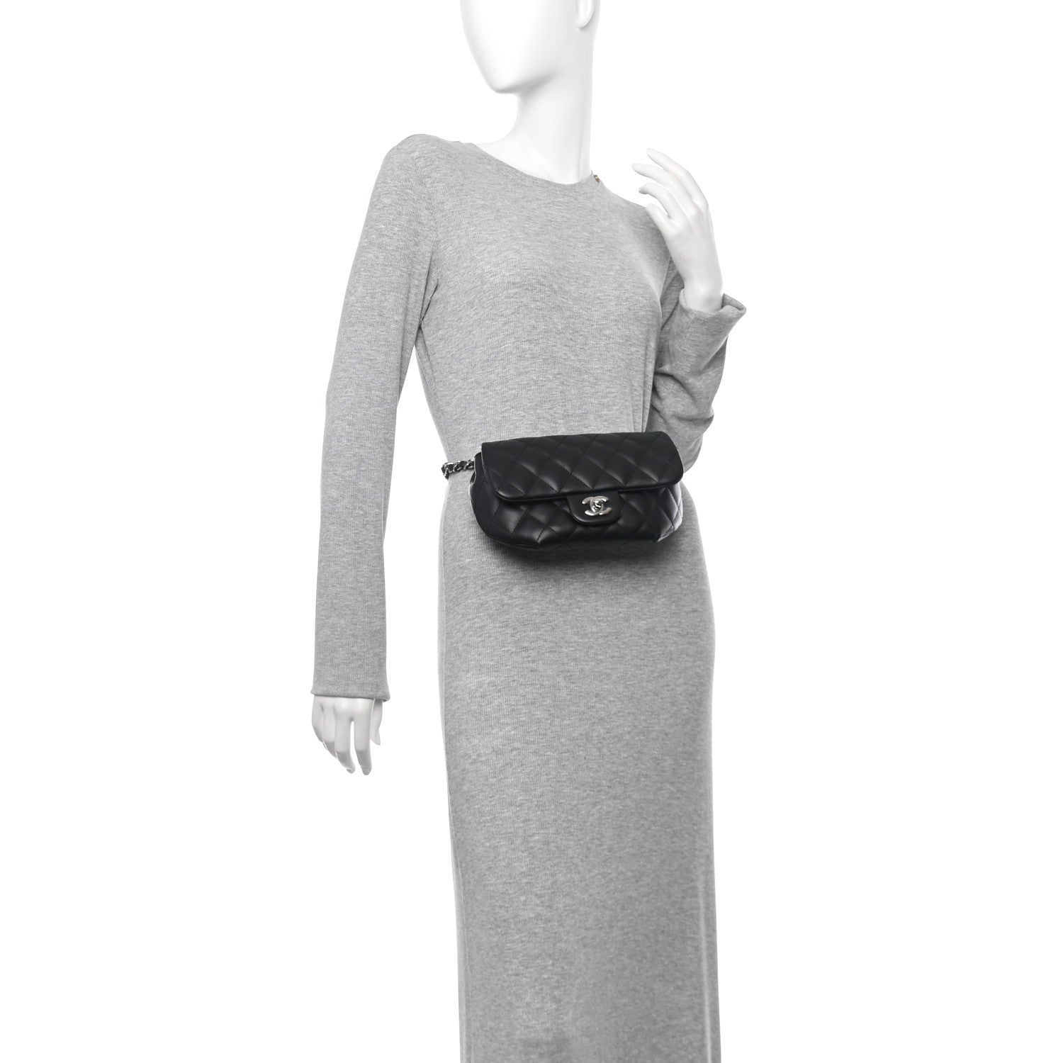 Chanel Calfskin Quilted CC Uniform Flap Belt Bag Black 2 of 12
