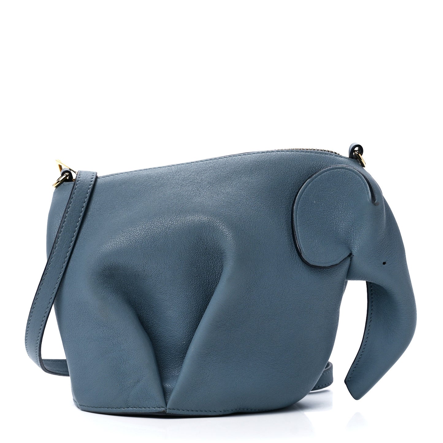 Calfskin Mini Elephant Crossbody Bag Stone Blue