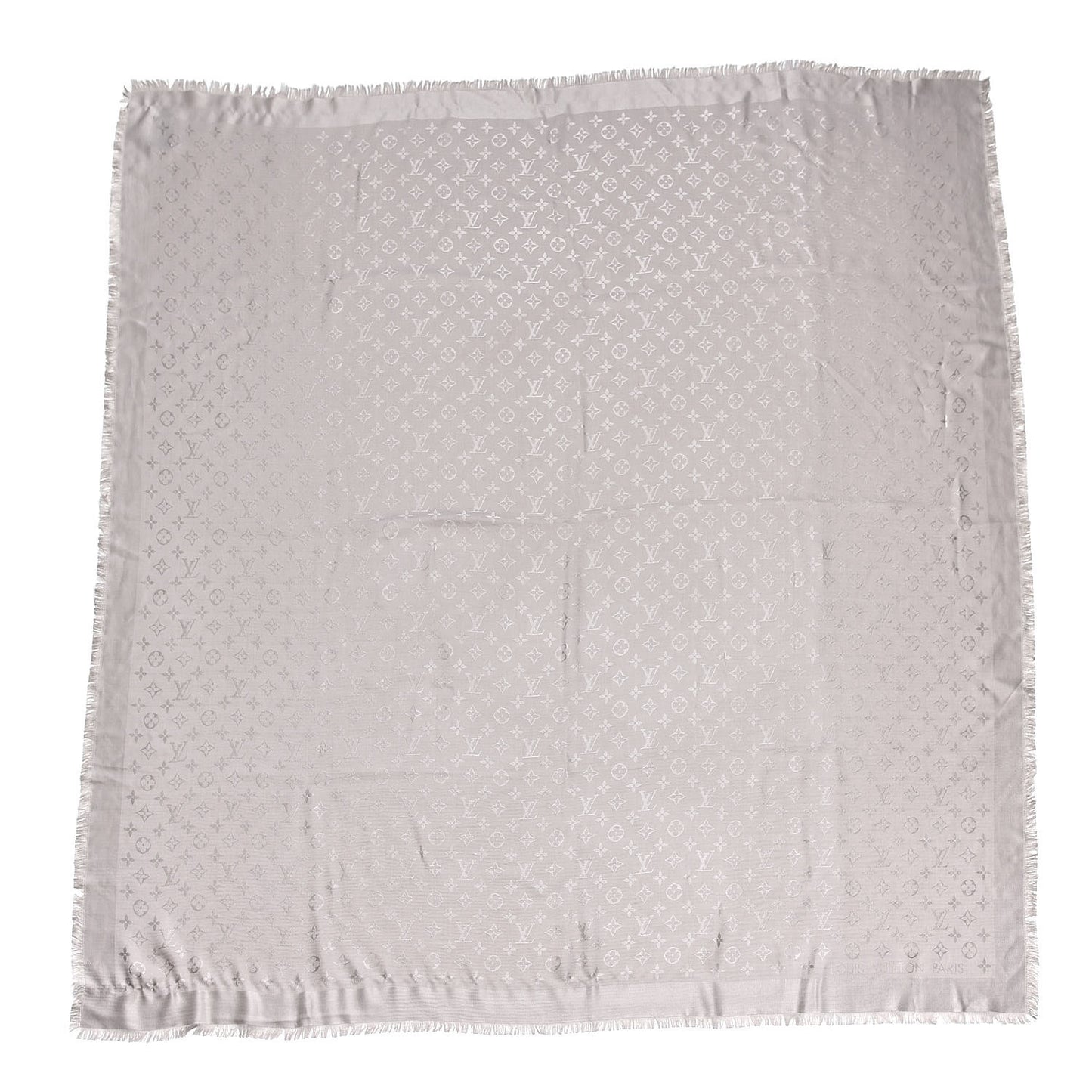 Silk Wool Monogram Shawl Greige