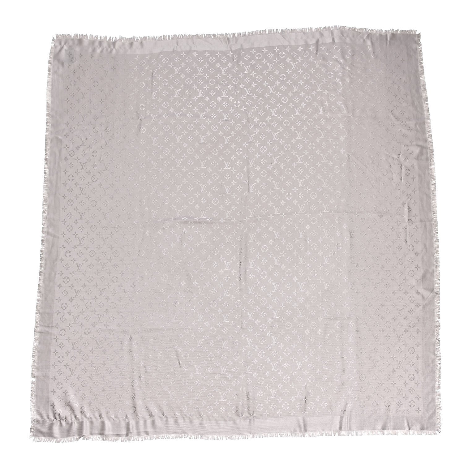 Louis Vuitton Silk Wool Monogram Shawl Greige 1 of 6