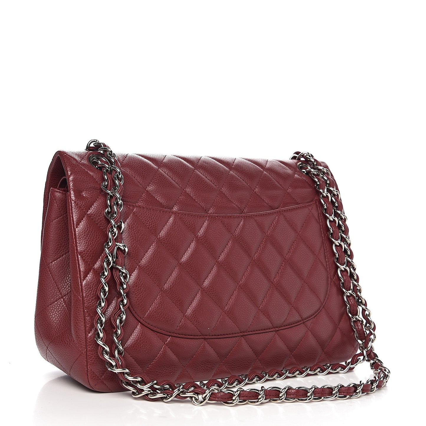 Caviar Quilted Jumbo Double Flap Dark Red