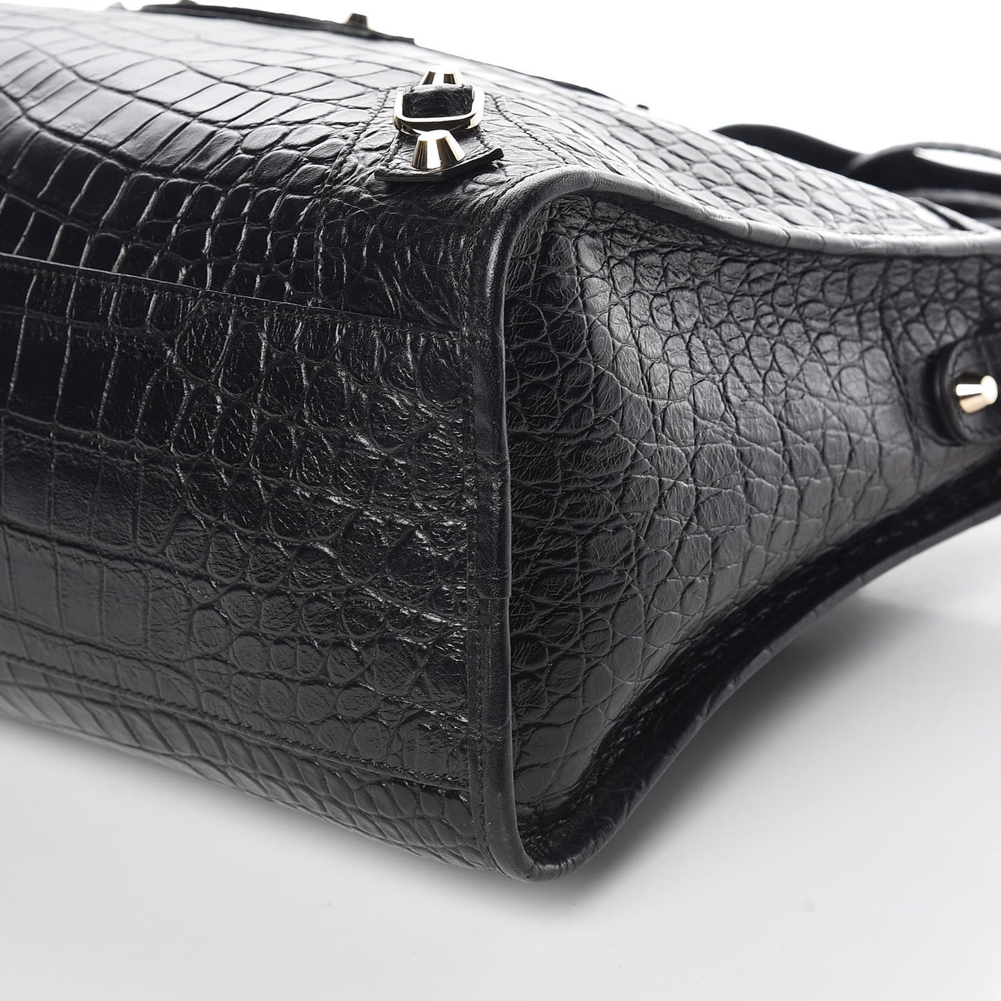 Calfskin Crocodile Embossed Classic Hardware City Black