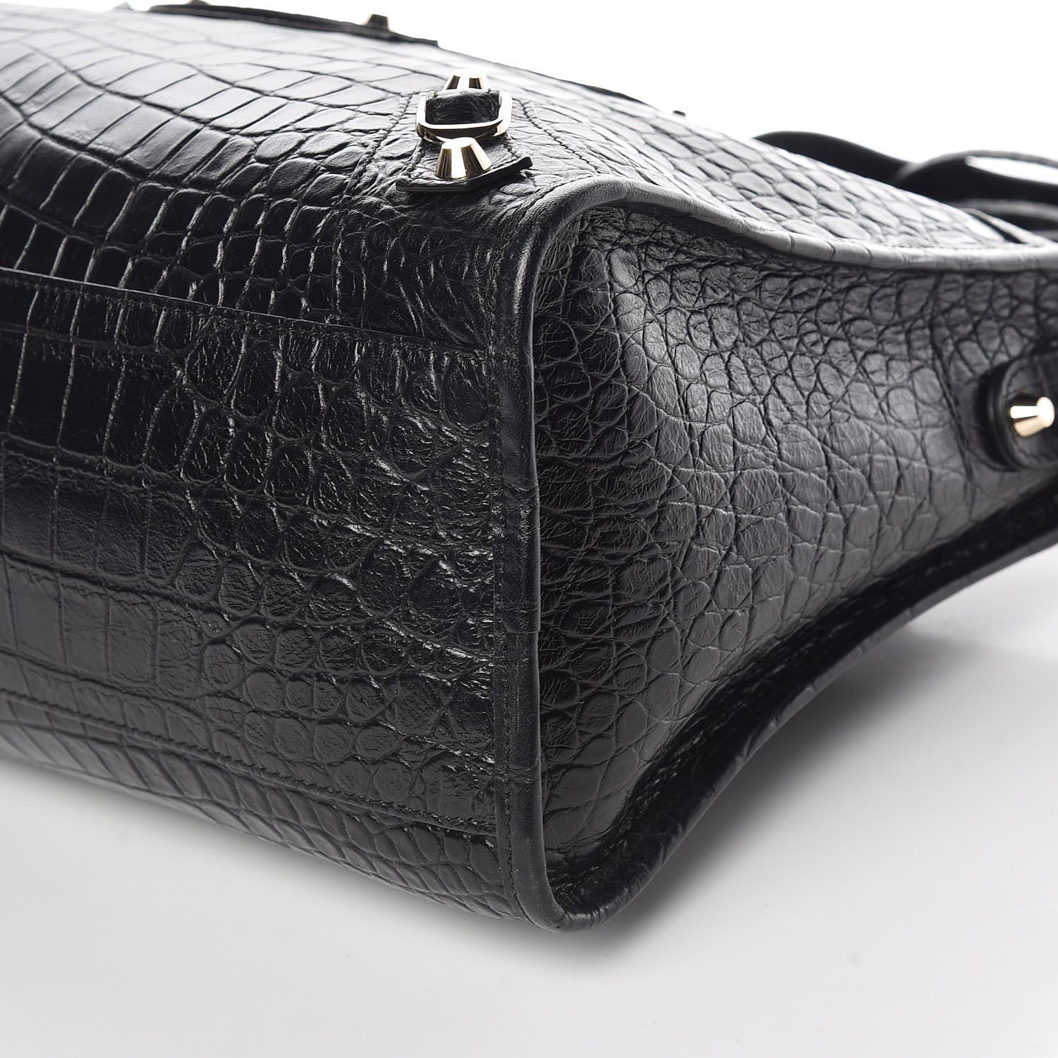 Balenciaga Calfskin Crocodile Embossed Classic Hardware City Black 6 of 9