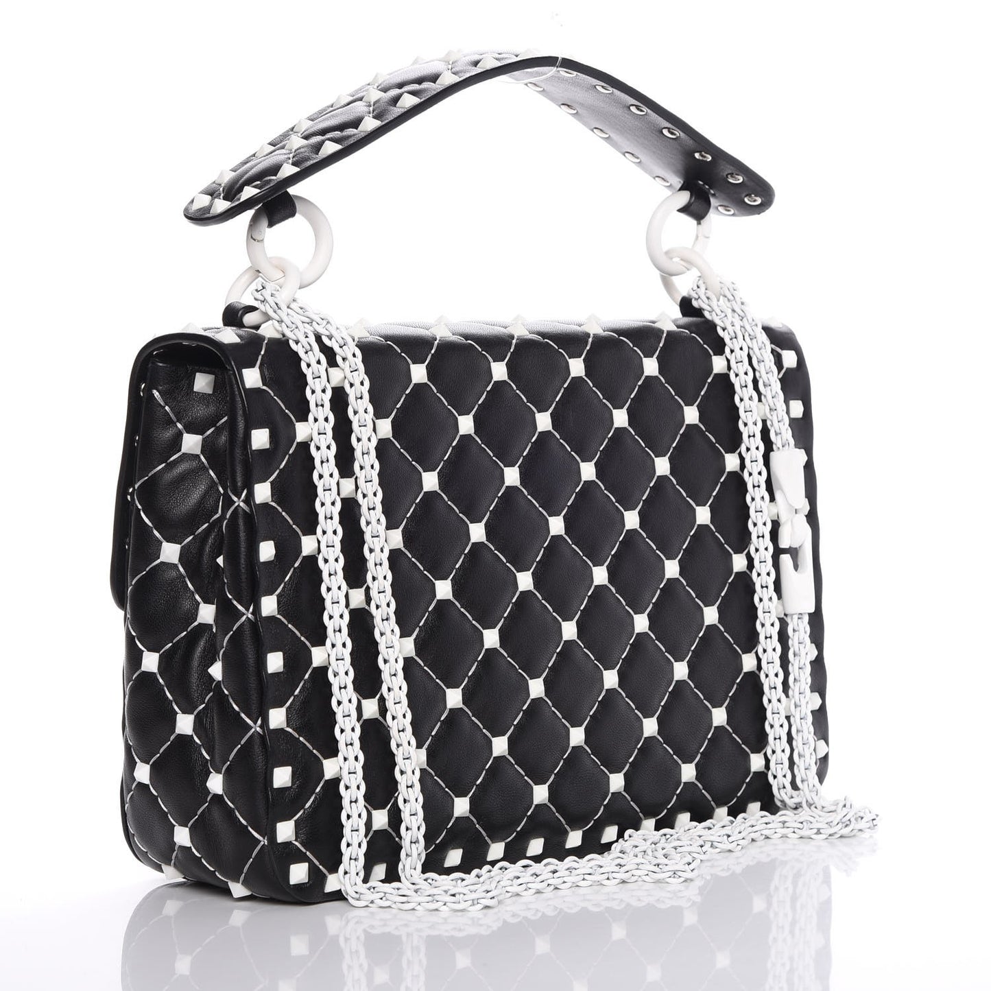 Lambskin Medium Free Rockstud Spike Shoulder Bag Black
