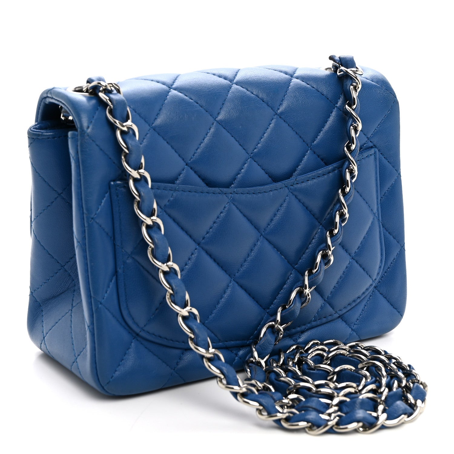 Chanel Lambskin Quilted Mini Square Flap Blue 3 of 10