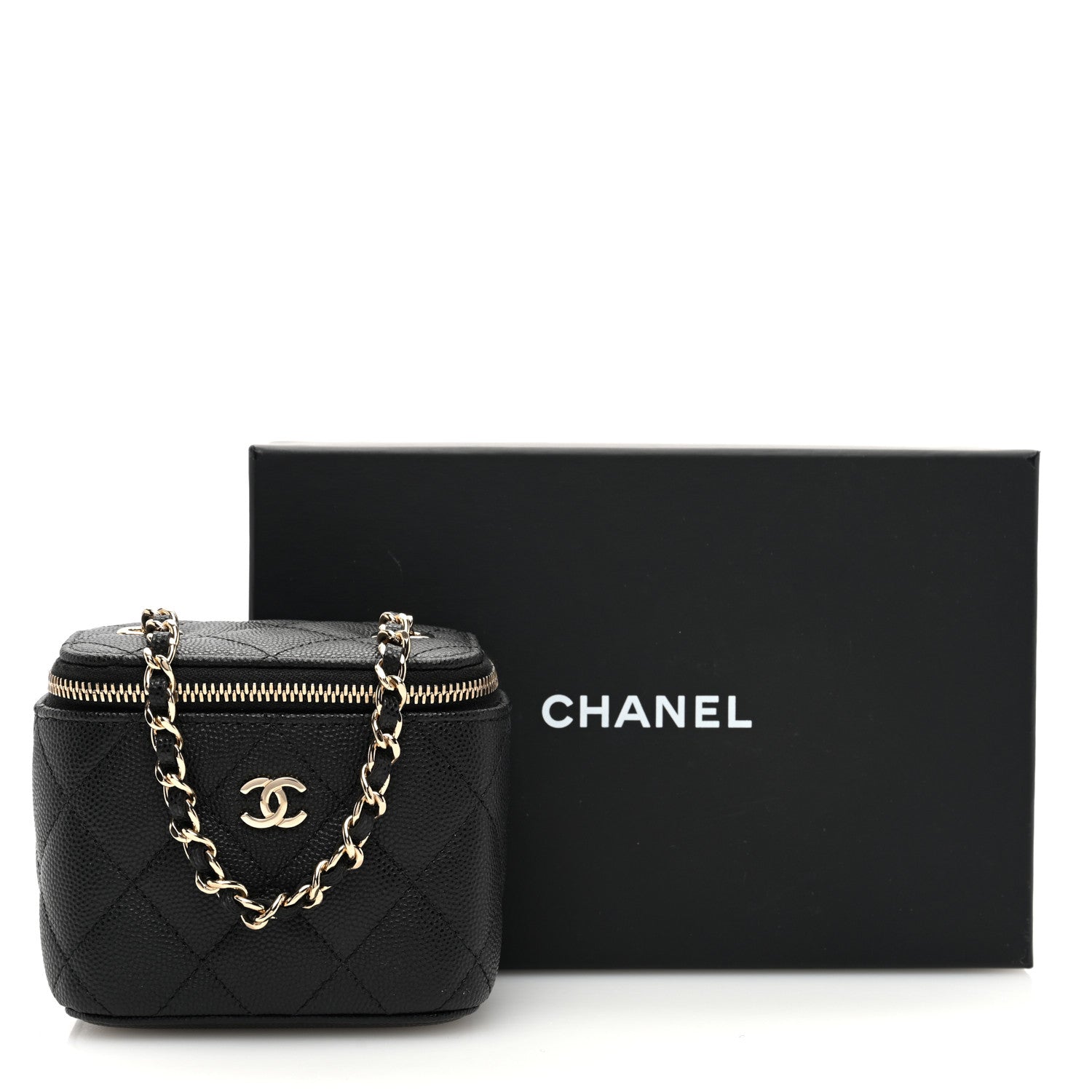Chanel Caviar Quilted Mini Vanity Case With Chain Black 11 of 11