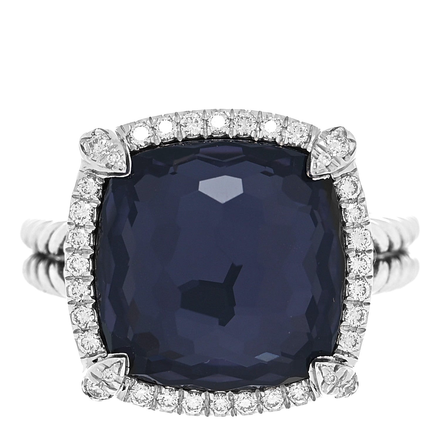 David Yurman Sterling Silver Diamond Black Orchid 14mm Chatelaine Pave Bezel Ring 57 8 1 of 5