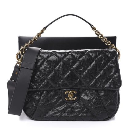Chanel Crumpled Grained Calfskin Medium Coco Pleats Messenger Flap Black 11 of 11