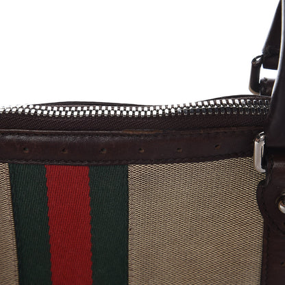 Gucci Canvas Calfskin Web GG Reins Zip Up Tote Bag Tan Brown 11 of 12
