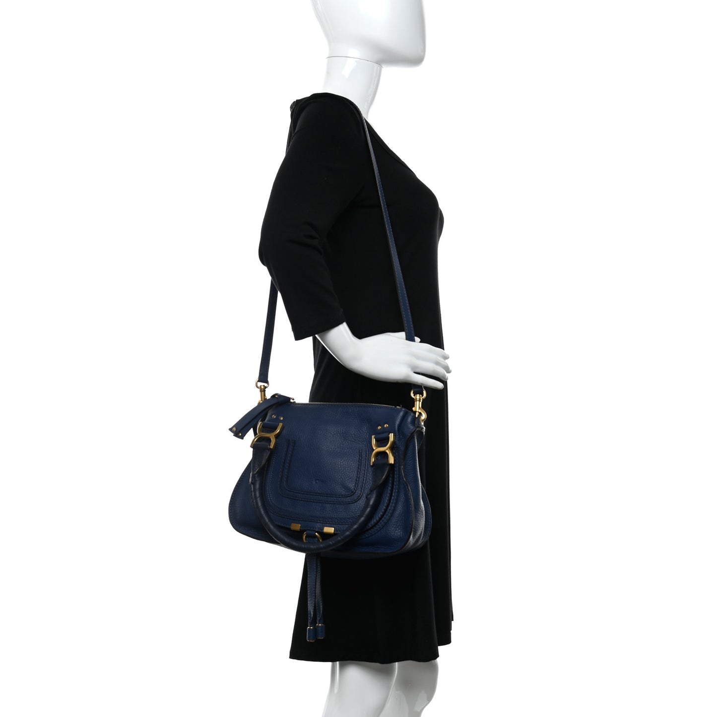 Calfskin Small Marcie Satchel Deep Ocean